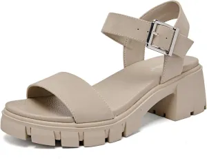 Luoika Women's Wide Width Pump Heel Sandals, Fashion Plateform Block Heel Open Toe Sandal with Adjustable Ankle Strap Women's Casual Summer Shoes.