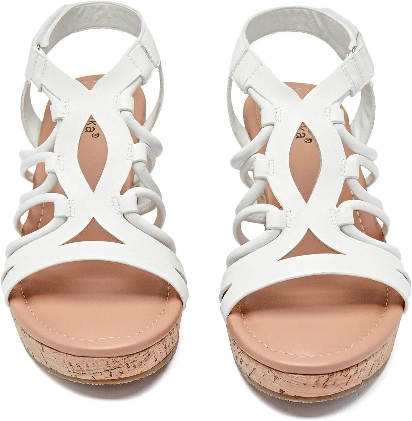 Luoika Women's Wide Width Wedge Sandals, Ankle Strap Open Toe Platform Wedge Pump Heel Women's Sandals Concise Casual Summer Shoes.