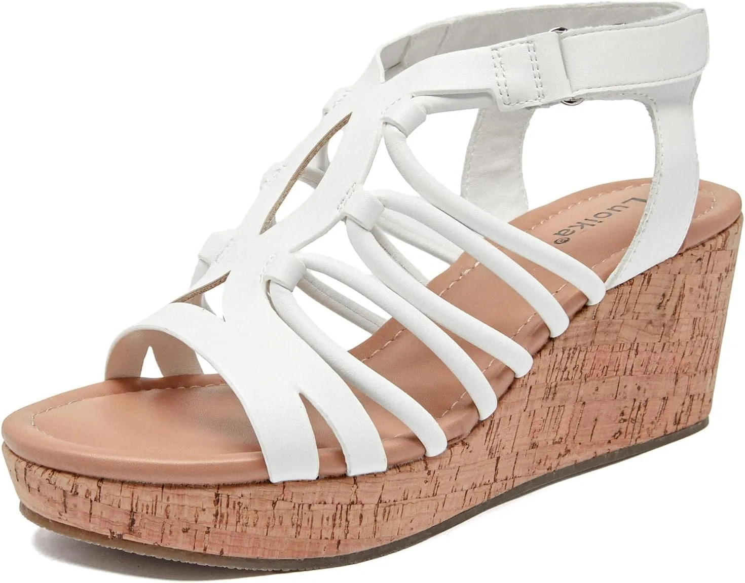 Luoika Women's Wide Width Wedge Sandals, Ankle Strap Open Toe Platform Wedge Pump Heel Women's Sandals Concise Casual Summer Shoes.