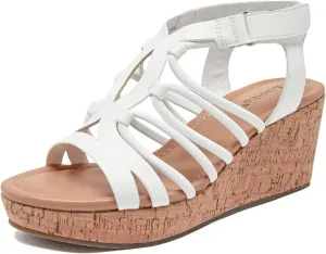 Luoika Women's Wide Width Wedge Sandals, Ankle Strap Open Toe Platform Wedge Pump Heel Women's Sandals Concise Casual Summer Shoes.
