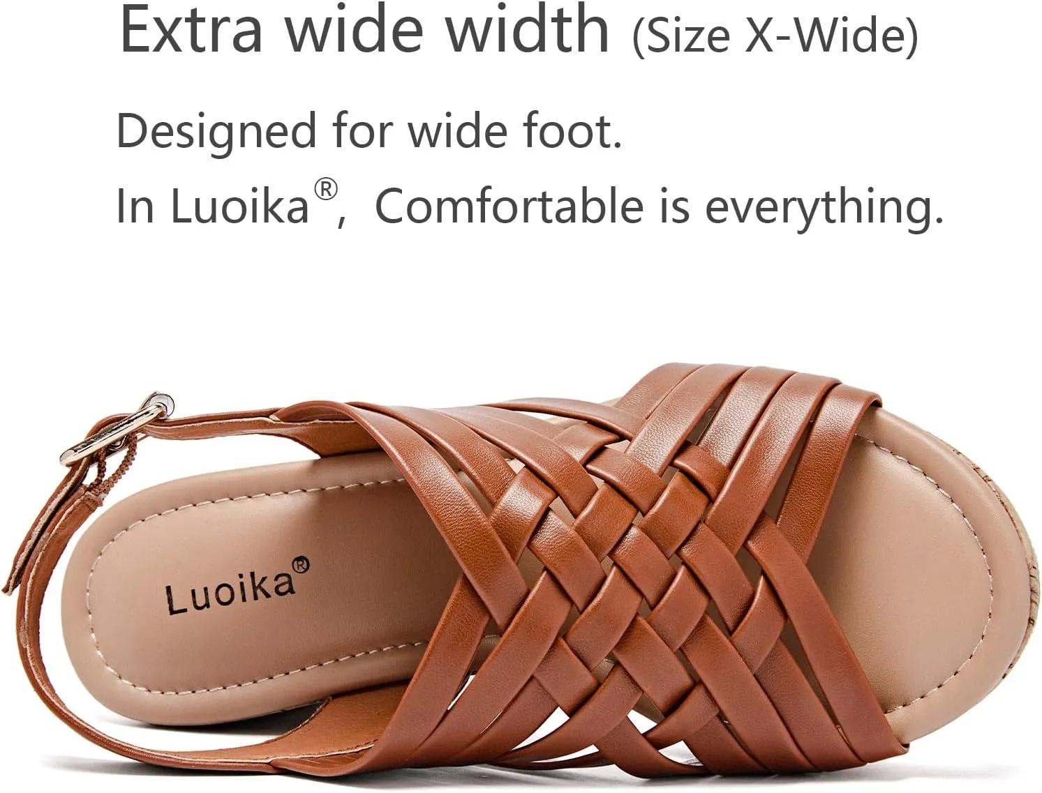 Luoika Women's Wide Width Wedge Sandals, Platform Wedge Pump Heel Ankle Strap Open Toe Women's Sandals Concise Casual Summer Shoes.