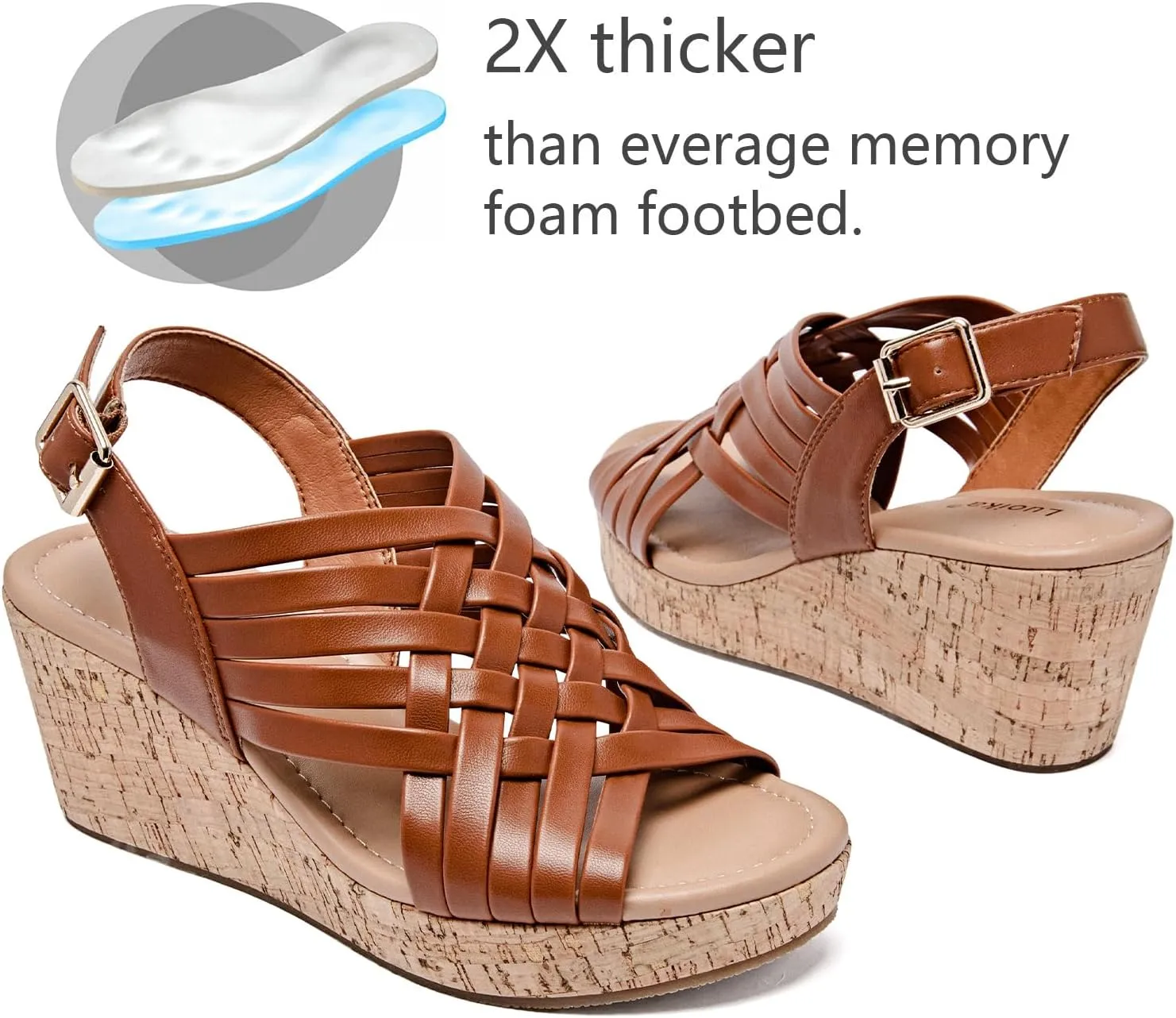 Luoika Women's Wide Width Wedge Sandals, Platform Wedge Pump Heel Ankle Strap Open Toe Women's Sandals Concise Casual Summer Shoes.
