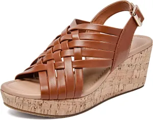 Luoika Women's Wide Width Wedge Sandals, Platform Wedge Pump Heel Ankle Strap Open Toe Women's Sandals Concise Casual Summer Shoes.