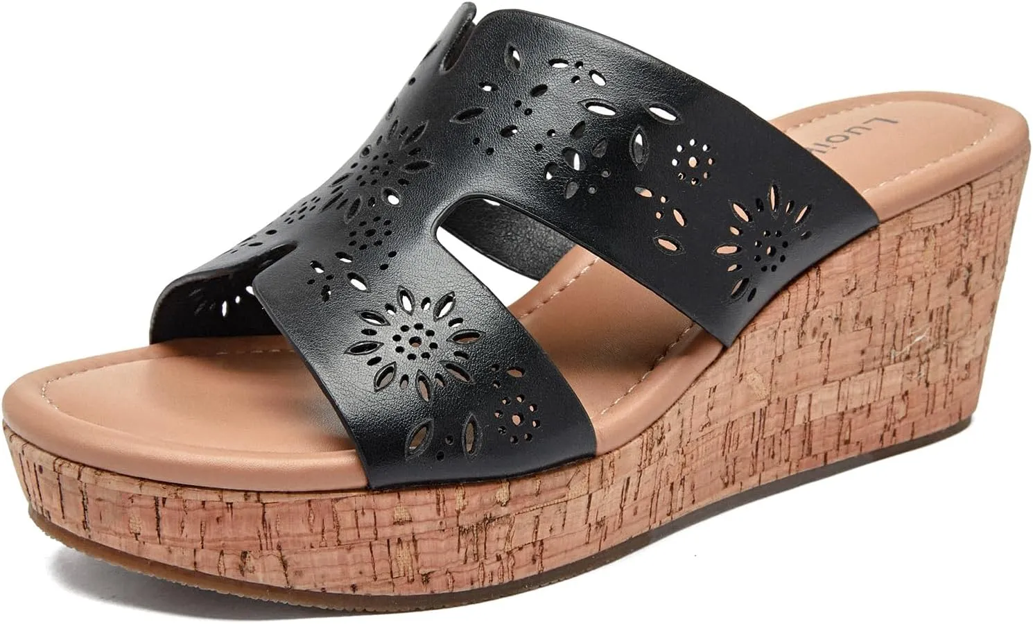 Luoika Women's Wide Width Wedge Slides Sandals, Slip on Plateform Wedge Pump Heel Casual Summer Sandals for Women.