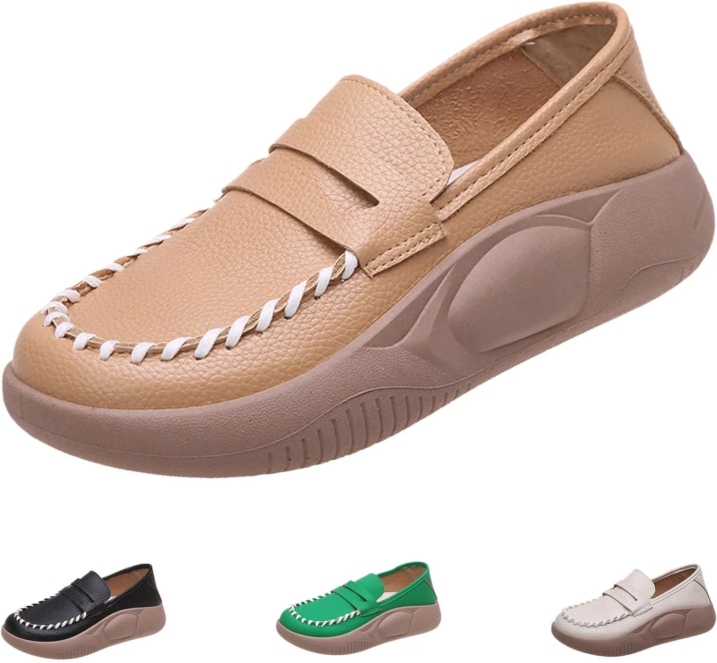 Lurebest Shoes for Women, Biscalo Loafers Orthopedic Walking Shoes for Women, Soft Soled Pure Cowhide Corrective Loafers
