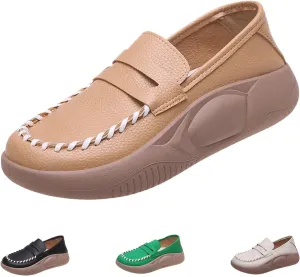 Lurebest Shoes for Women, Biscalo Loafers Orthopedic Walking Shoes for Women, Soft Soled Pure Cowhide Corrective Loafers