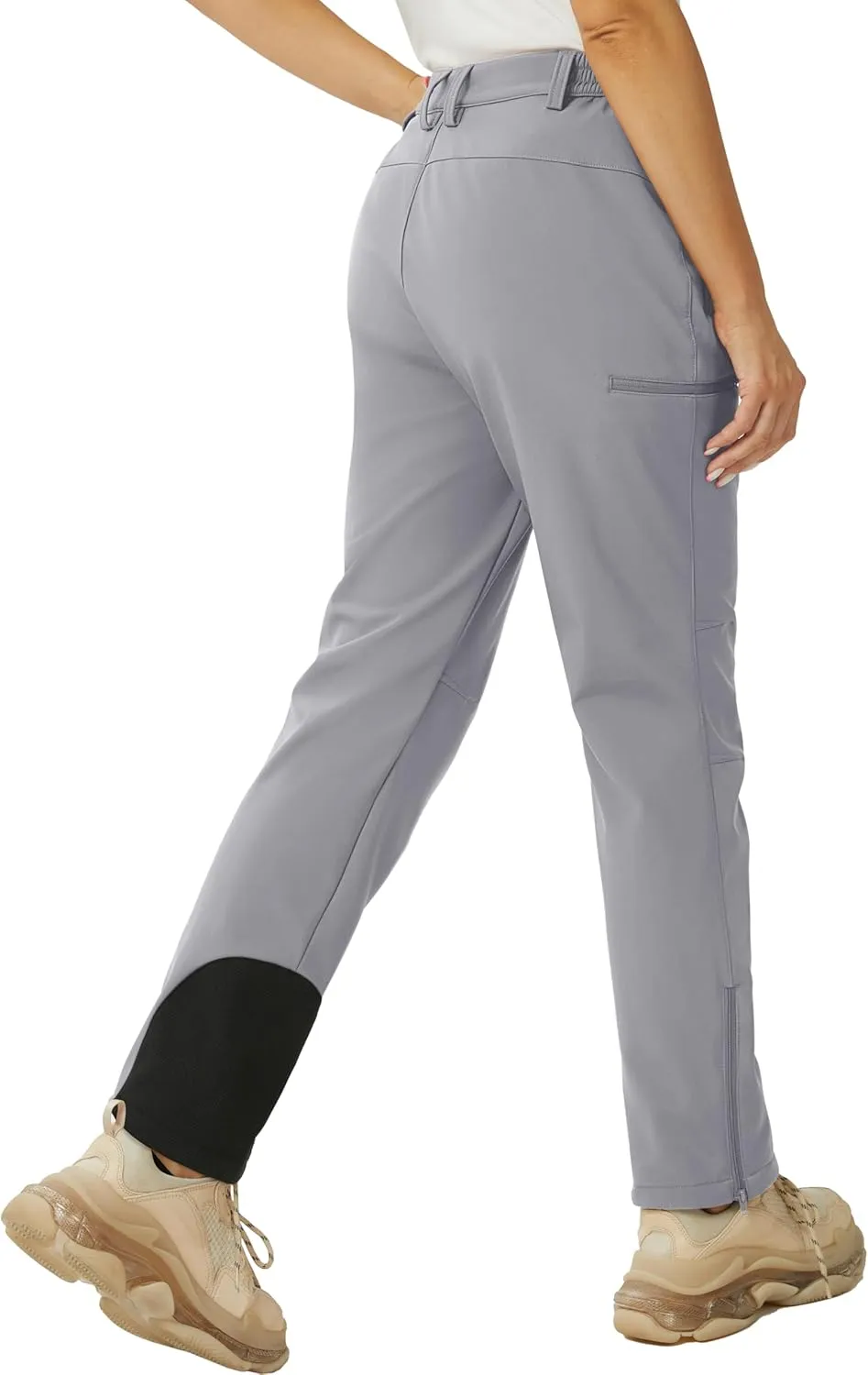 MAGCOMSEN Women's Fleece Lined Winter Hiking Pants Waterproof Insulated Ski Snow Pants Outdoor Hunting Softshell Pants