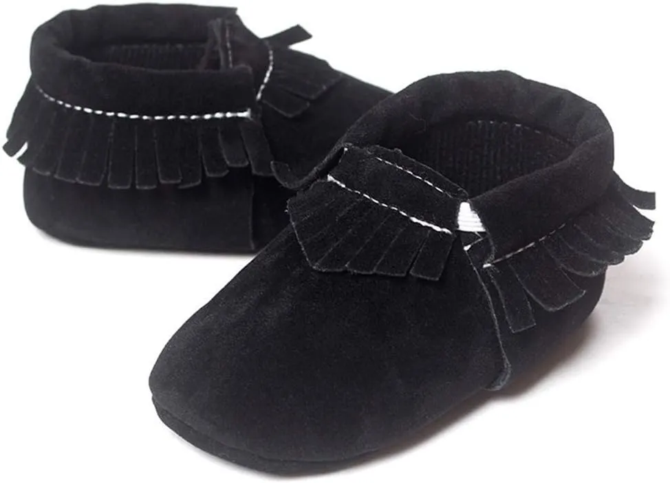 Meckior Infant Baby Girls Boys Premium Soft Sole Tassel Bowknot Moccasins Toddler Prewalker Princess Anti-Slip Crib Baptism Loafers Shoes