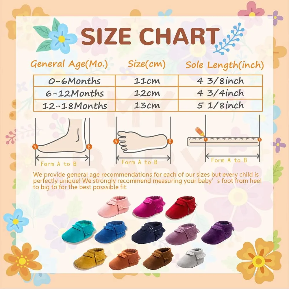 Meckior Infant Baby Girls Boys Premium Soft Sole Tassel Bowknot Moccasins Toddler Prewalker Princess Anti-Slip Crib Baptism Loafers Shoes