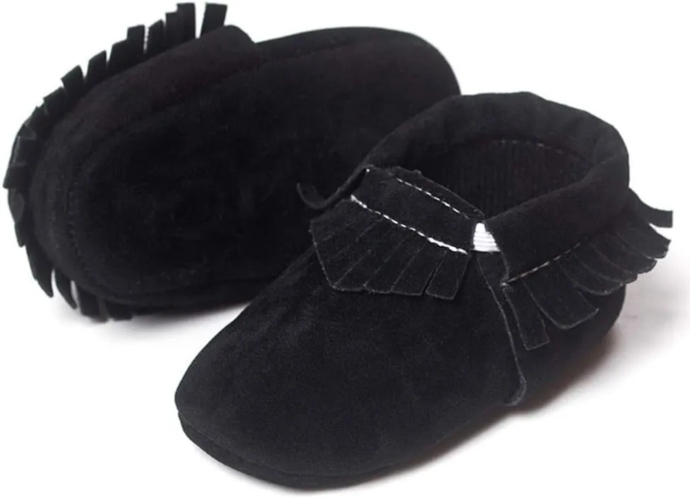 Meckior Infant Baby Girls Boys Premium Soft Sole Tassel Bowknot Moccasins Toddler Prewalker Princess Anti-Slip Crib Baptism Loafers Shoes