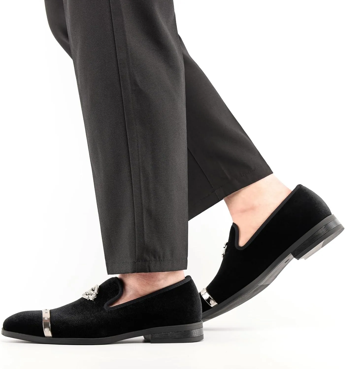 Meijiana Men Faux Leather Noble Loafer Shoes Slip-on Loafer Smoking Slipper Tassel Loafer