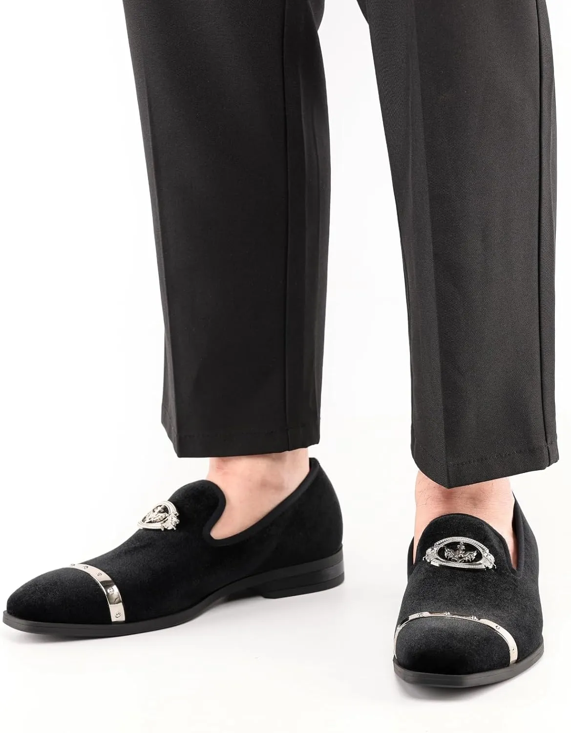 Meijiana Men Faux Leather Noble Loafer Shoes Slip-on Loafer Smoking Slipper Tassel Loafer