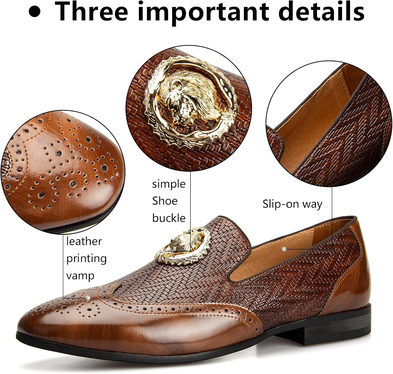 Meijiana Men's Fashion Classic Faux Leather Loafers and Weeding Dress Shoes for Men