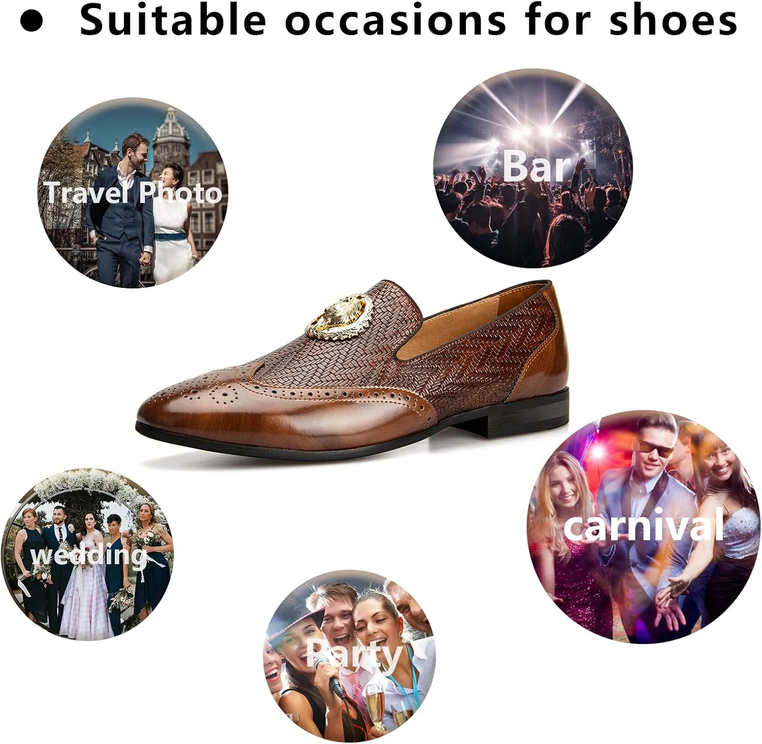 Meijiana Men's Fashion Classic Faux Leather Loafers and Weeding Dress Shoes for Men