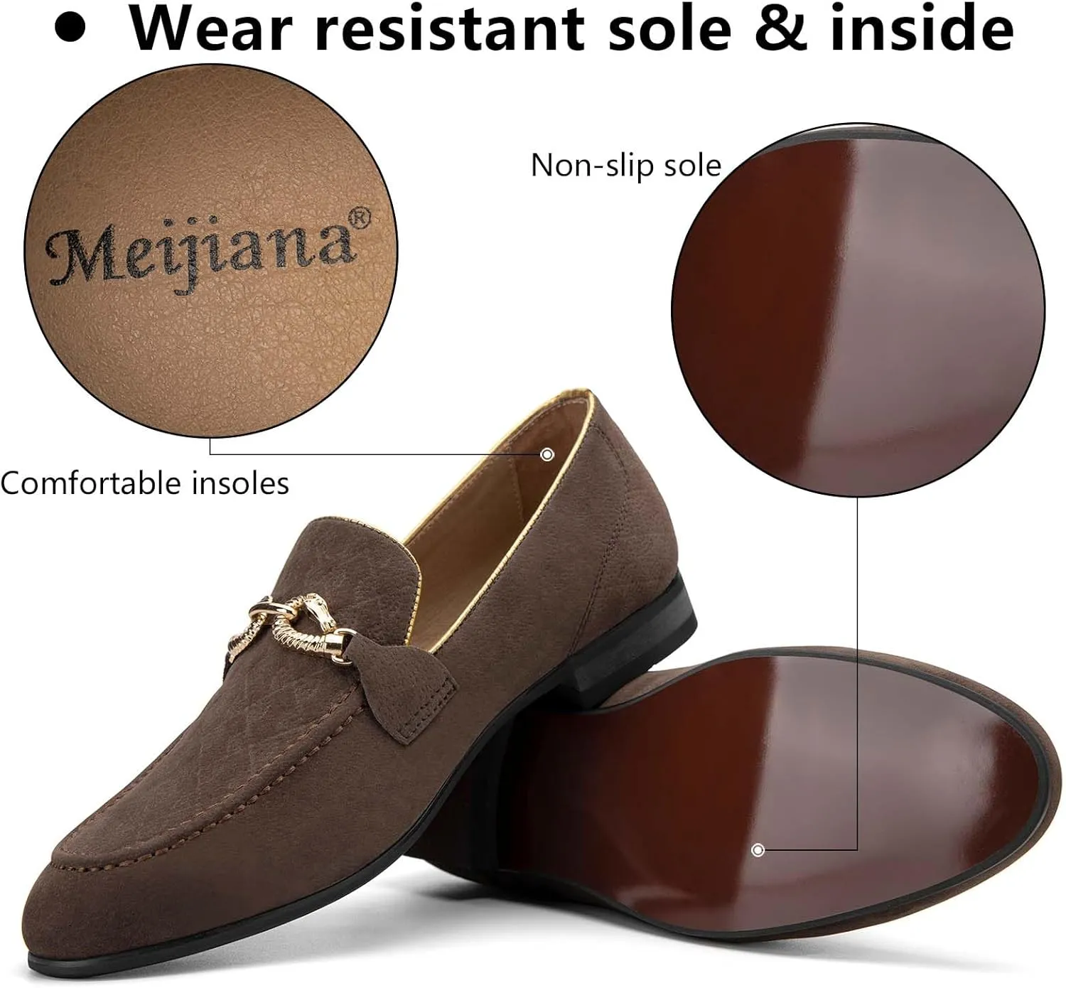 Meijiana Men's Fashion Classic Faux Leather Loafers and Weeding Dress Shoes for Men