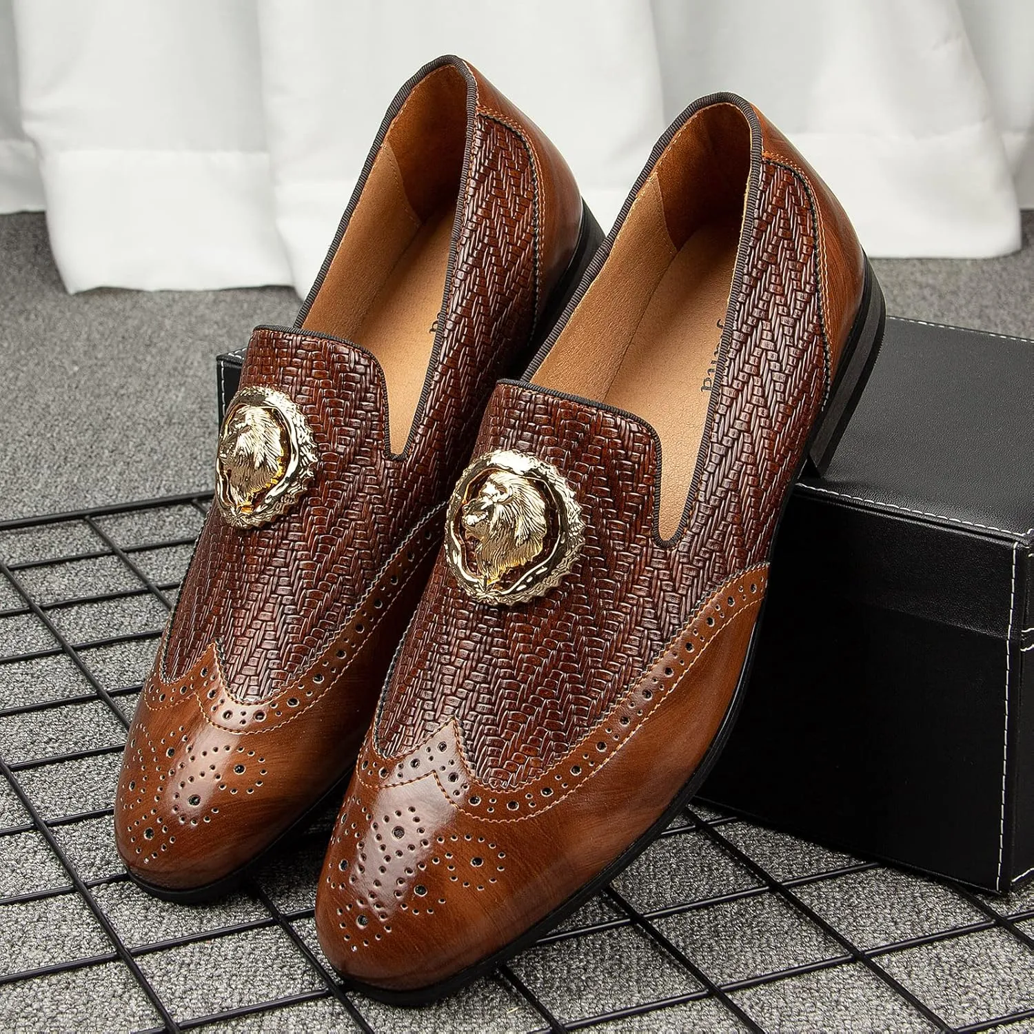 Meijiana Men's Fashion Classic Faux Leather Loafers and Weeding Dress Shoes for Men