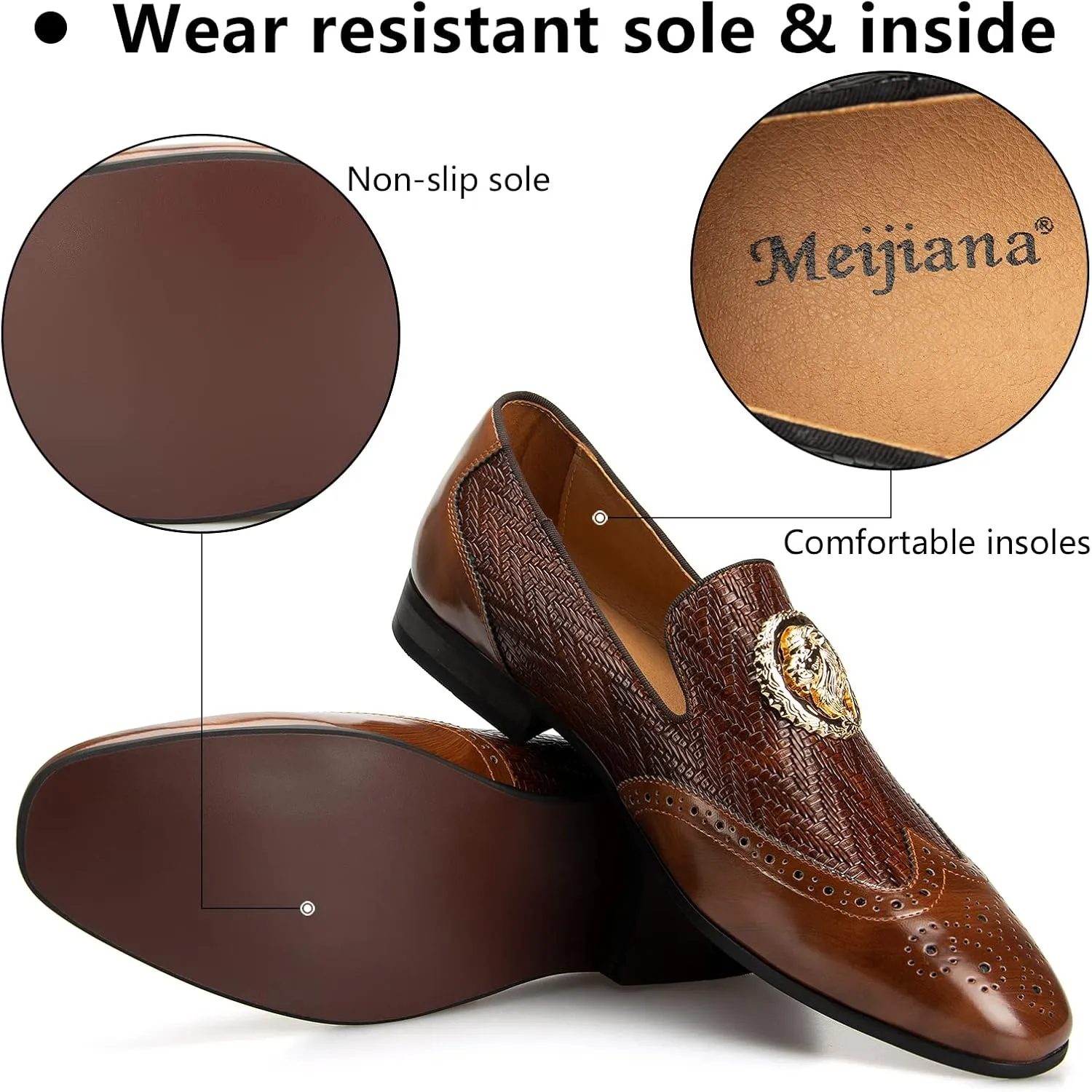 Meijiana Men's Fashion Classic Faux Leather Loafers and Weeding Dress Shoes for Men