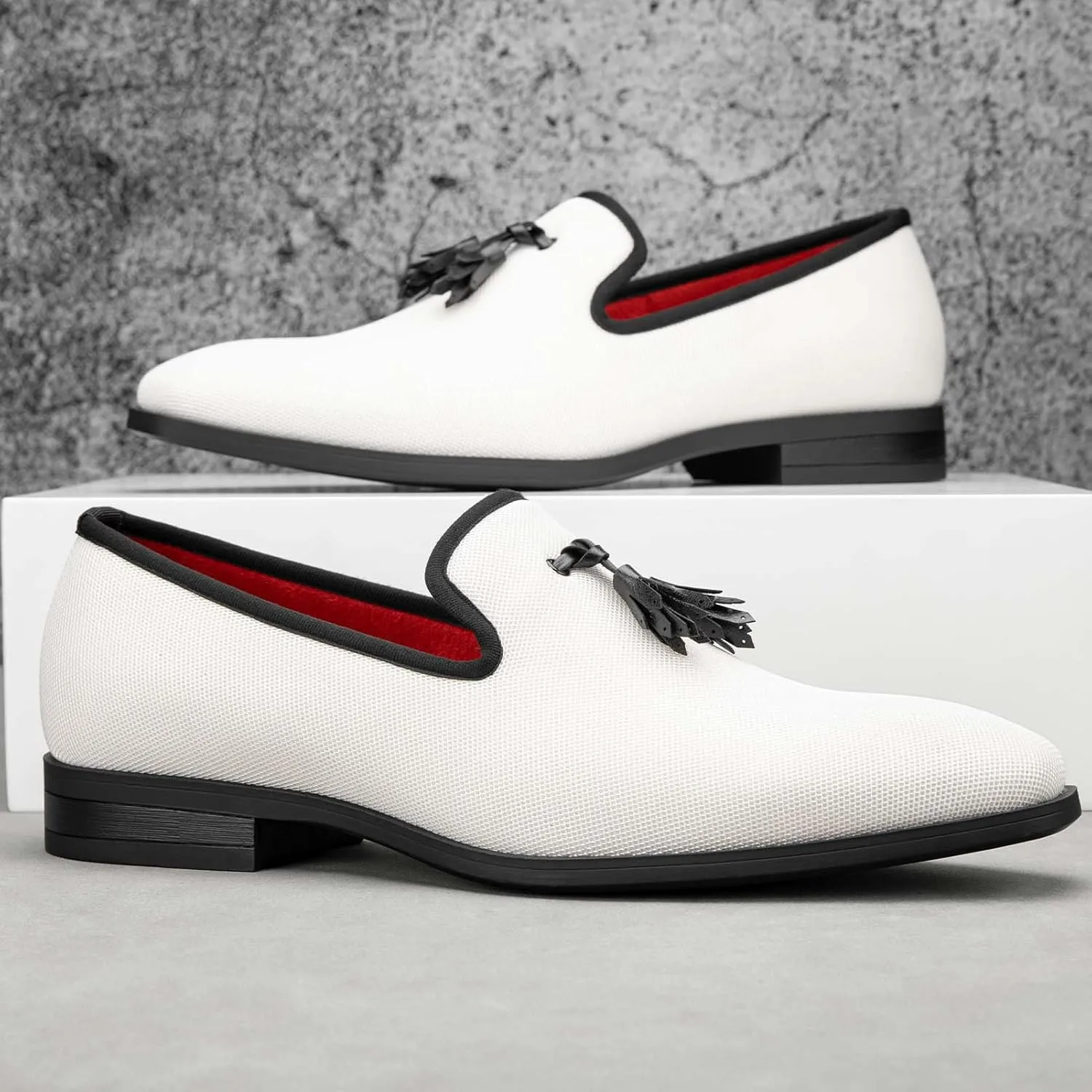 Meijiana Men's Loafers Lightweight Slip-On Moccasins Stylish Dress Shoes Breathable Tassels Loafers