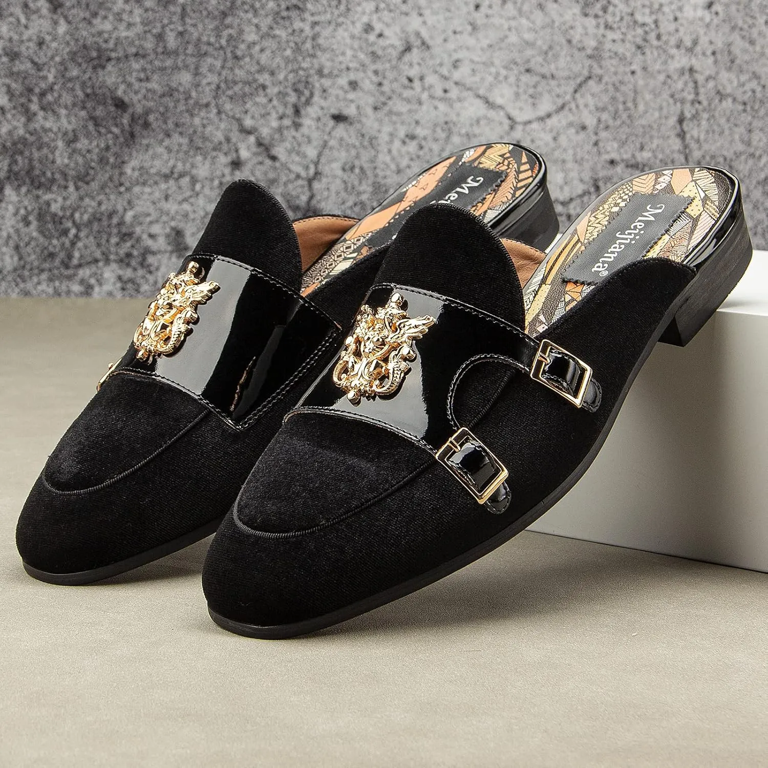 Meijiana Men's Slippers Slip-On Loafers Leather Formal Wear Casual Open Back Sandals