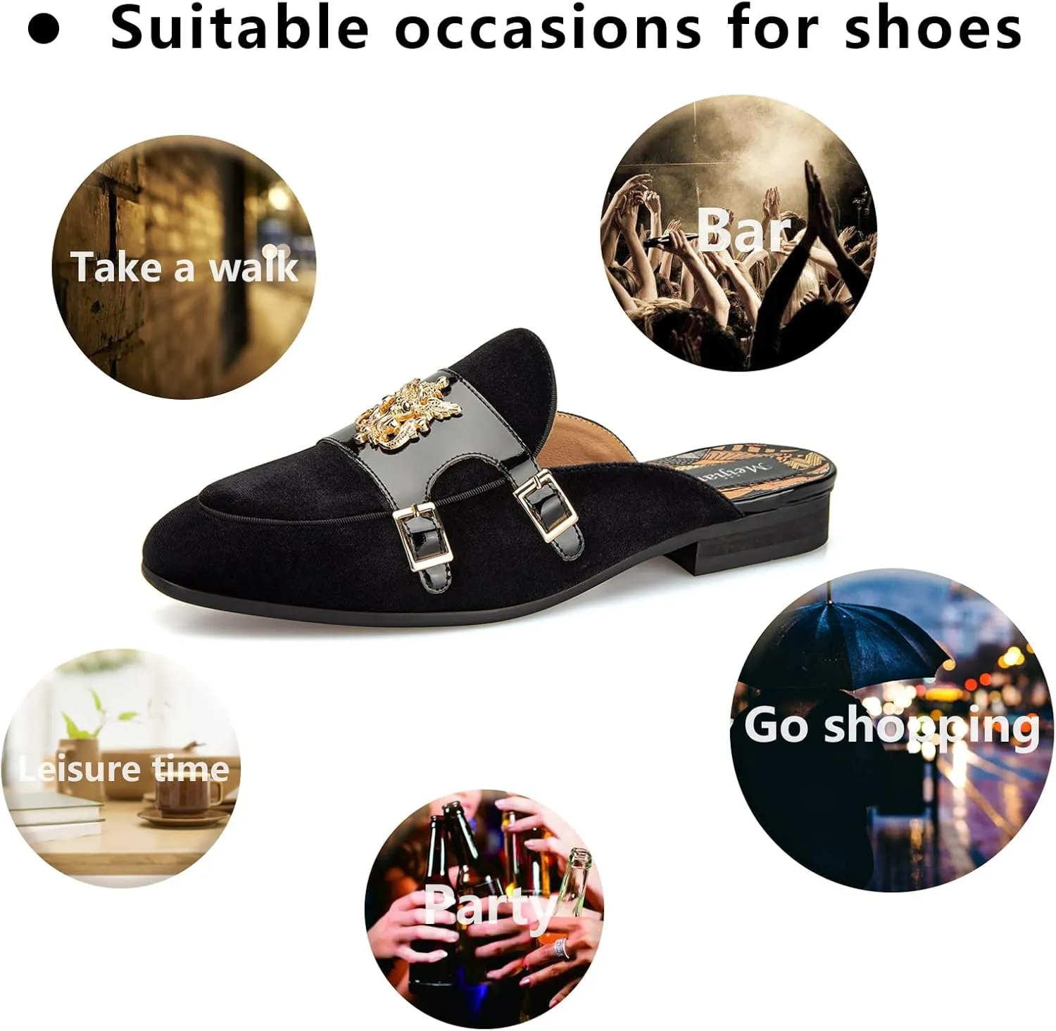 Meijiana Men's Slippers Slip-On Loafers Leather Formal Wear Casual Open Back Sandals