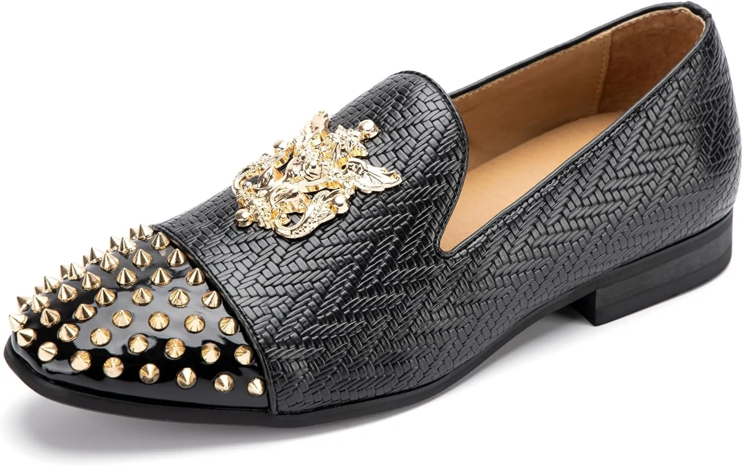 Meijiana Mens Velvet Loafers Dress Shoes with Metal Embellishments Party Luxury Loafer Shoes