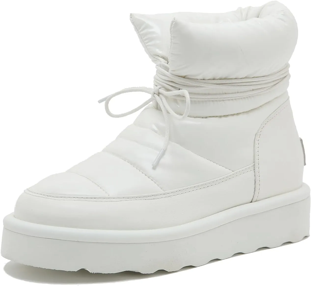 Mel&Syd 100% Australian Sheepskin Women Snow Boots - Waterproof Fur Lined Shearling Boots - Warm Insulated Lace Up Elastic Belt Mini Boots with Memory Foam Rubber Non-Slip Fashionable Walking Shoes