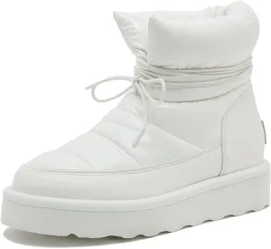 Mel&Syd 100% Australian Sheepskin Women Snow Boots - Waterproof Fur Lined Shearling Boots - Warm Insulated Lace Up Elastic Belt Mini Boots with Memory Foam Rubber Non-Slip Fashionable Walking Shoes