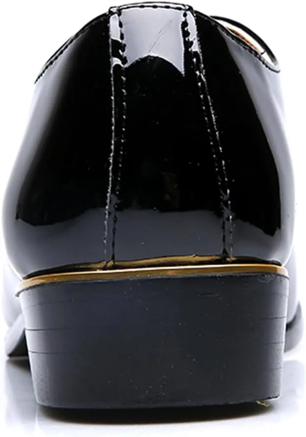 Men Dress Shoes Fashion Wedding Tuxedo Oxford Shoes Classic Pointed-Toe Lace-up Patent Leather Formal Shoes for Men