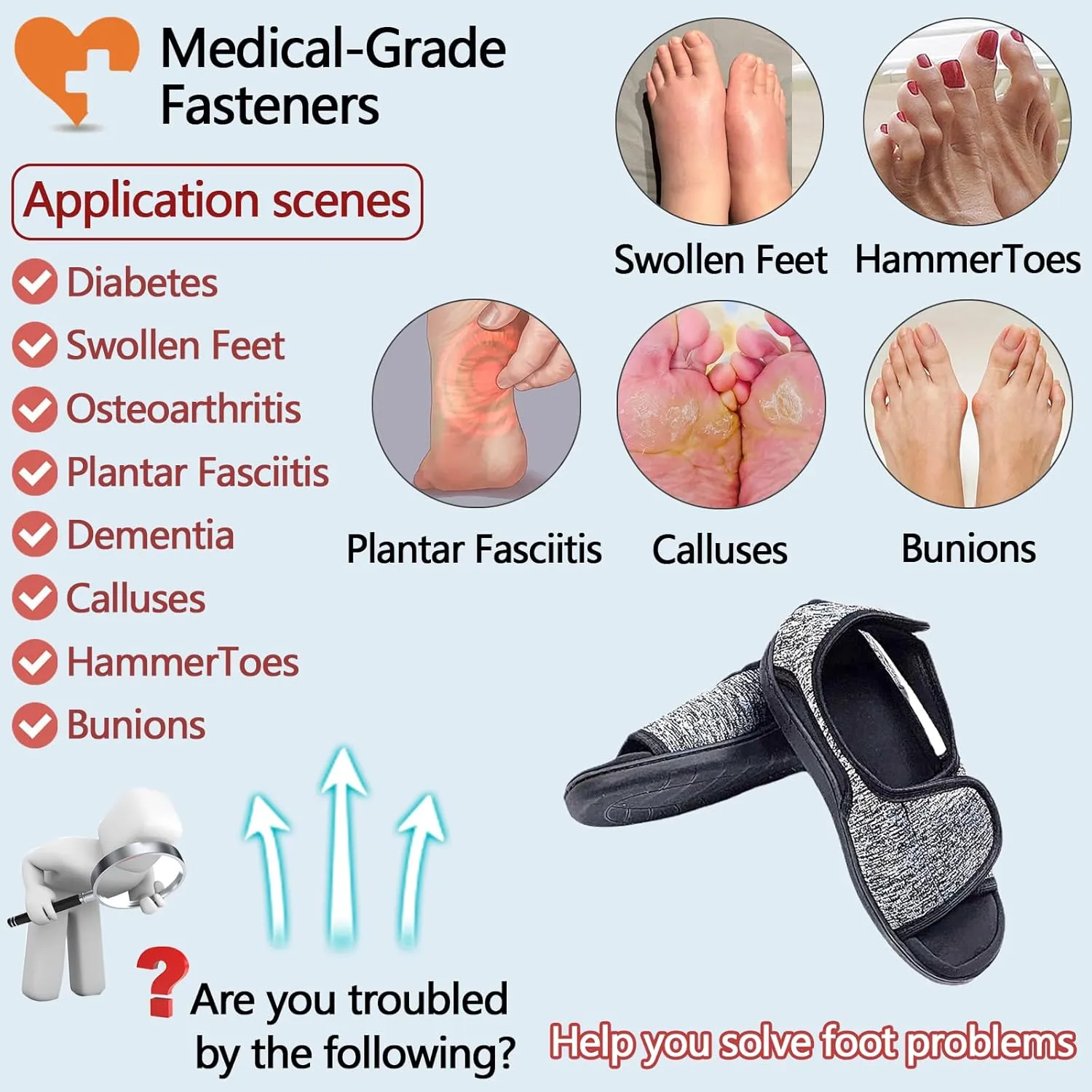 Men Women Diabetic Shoes, Extra Wide Width Open Toe Sandals, Adjustable Magic Stickers for Wide Feet, Foot Diseases, Arthritis, Swollen Feet