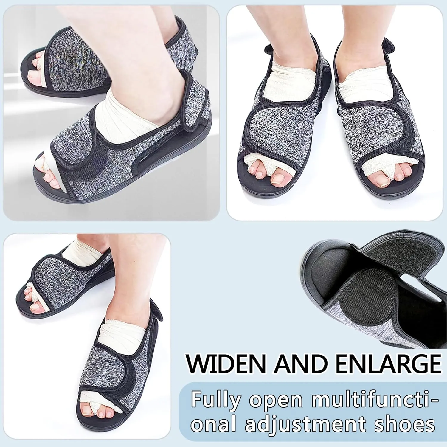 Men Women Diabetic Shoes, Extra Wide Width Open Toe Sandals, Adjustable Magic Stickers for Wide Feet, Foot Diseases, Arthritis, Swollen Feet