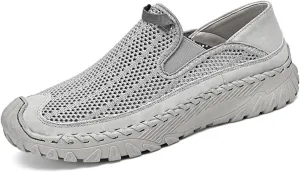Men's Casual Handmade Breathable Hollow Mesh Loafers Outdoor Lightweight and Fashionable Soft Soled Driving Shoes