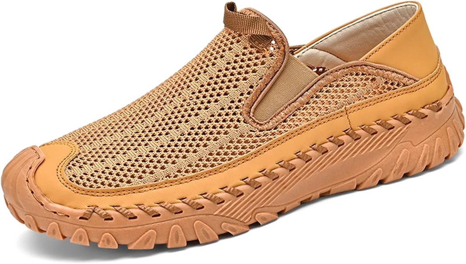 Men's Casual Handmade Breathable Hollow Mesh Loafers Outdoor Lightweight and Fashionable Soft Soled Driving Shoes