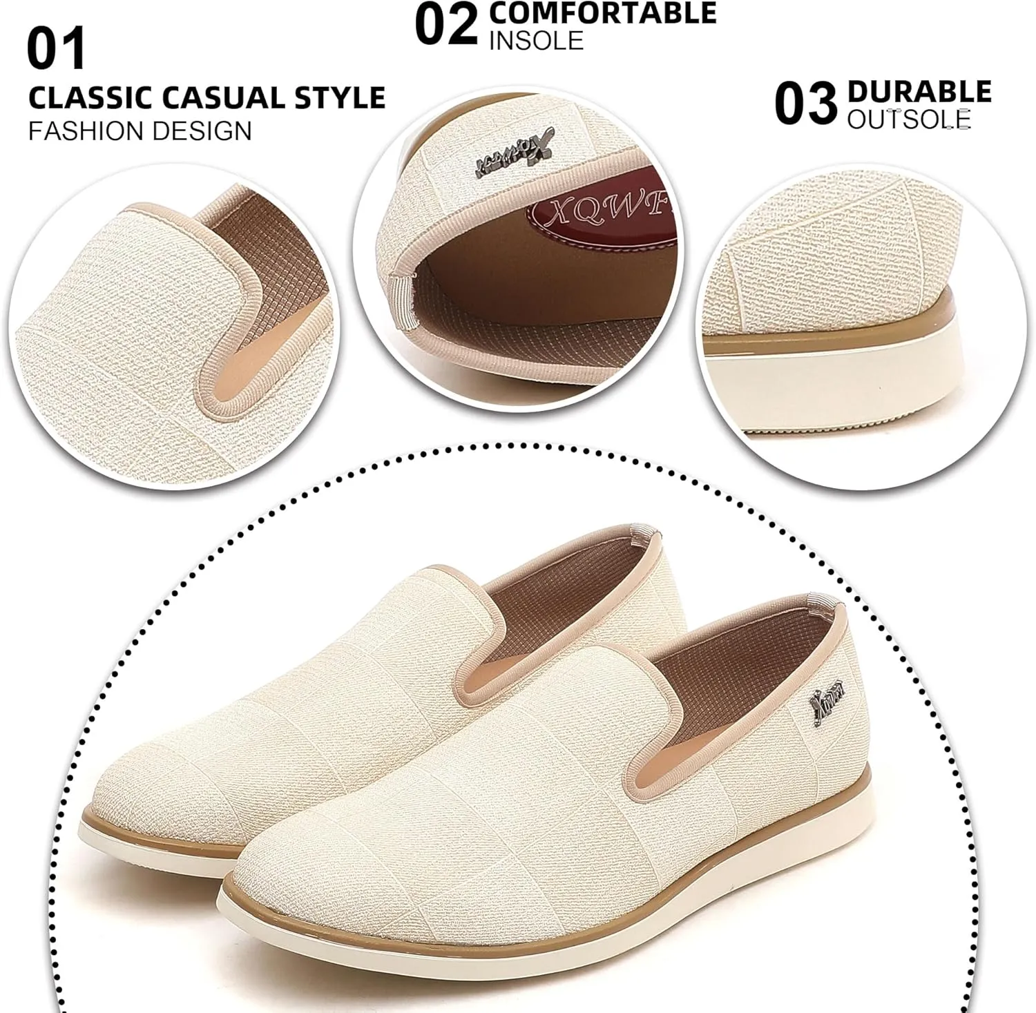 Men's Casual Loafers & Slip On Shoes Daily Commuting Comfortable Canvas Shoes Lightweight Non-Slip Walking Penny Shoes for Men