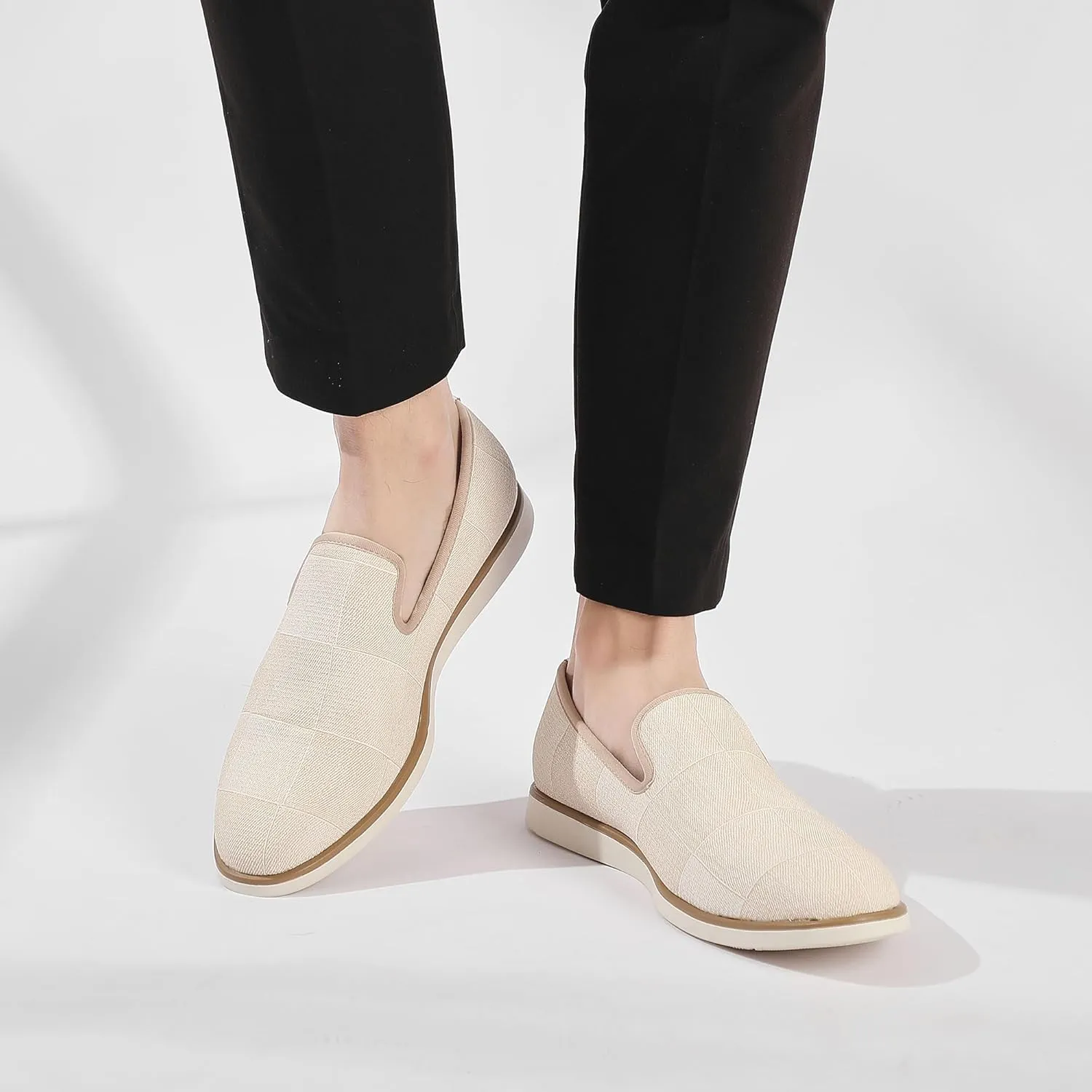 Men's Casual Loafers & Slip On Shoes Daily Commuting Comfortable Canvas Shoes Lightweight Non-Slip Walking Penny Shoes for Men