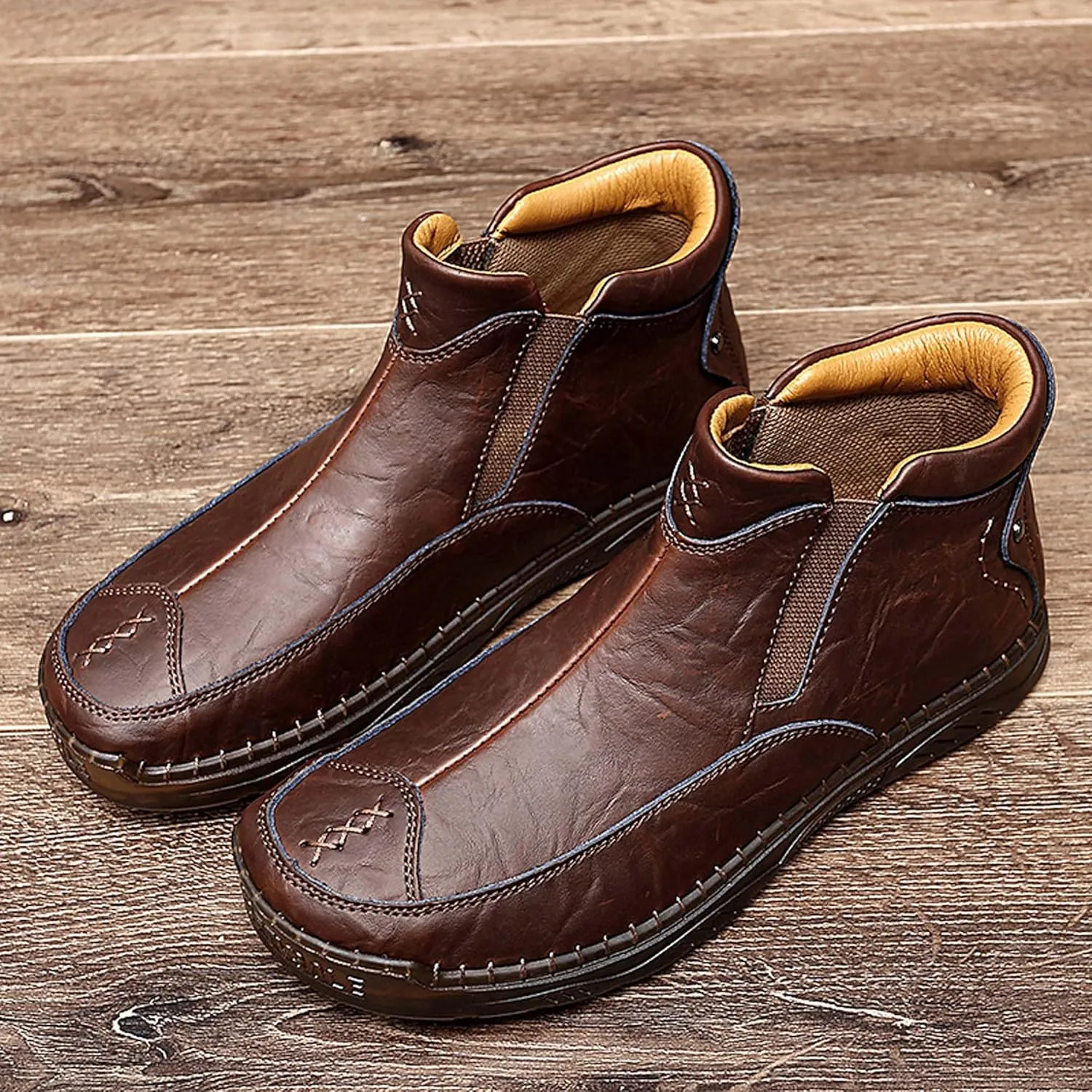Men's Casual Loafers Men's Lightweight Breathable Casual Shoes Hand Sewn Comfortable Soft Men's Shoes Classic Business Wide Version Non Slip Oxford Shoes Black
