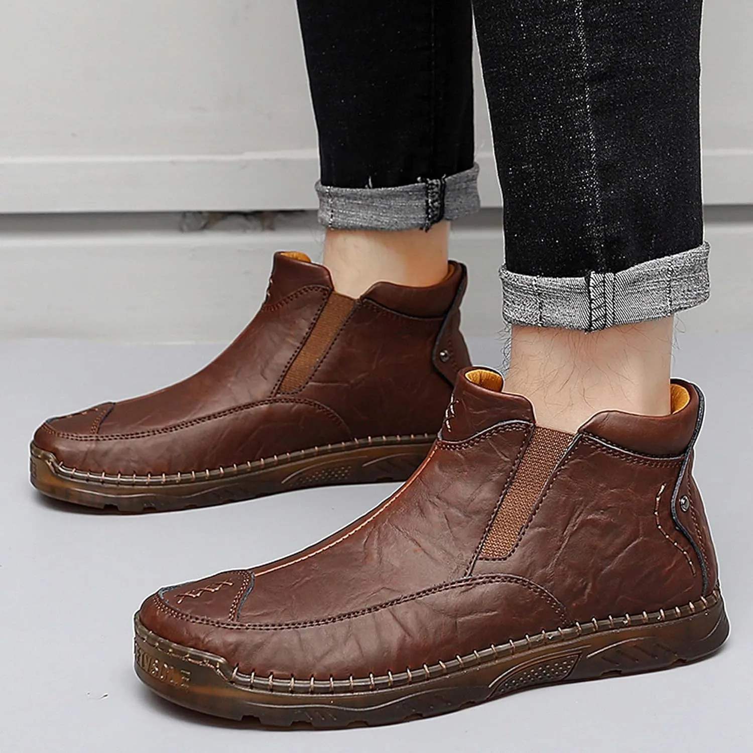 Men's Casual Loafers Men's Lightweight Breathable Casual Shoes Hand Sewn Comfortable Soft Men's Shoes Classic Business Wide Version Non Slip Oxford Shoes Black