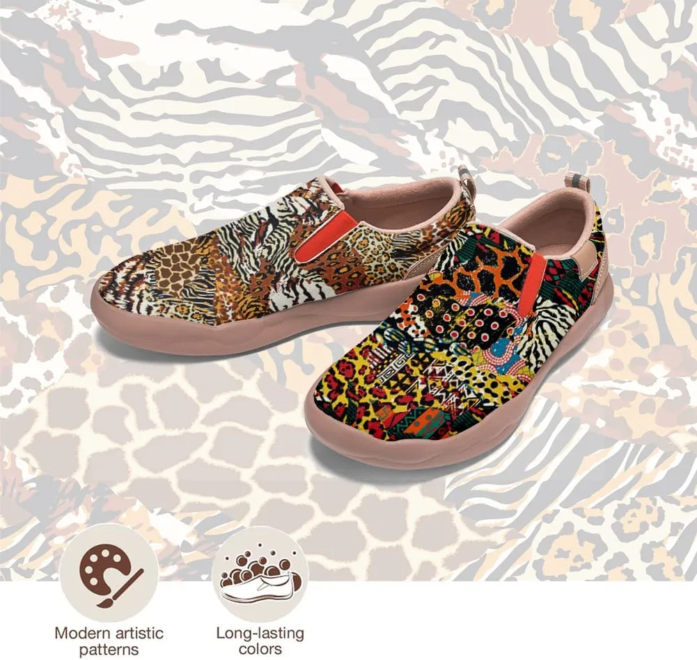 Men's Casual Slip-on Loafers Art Painted Lightweight Comfortable Sneakers Walking Travel Shoes Patchwork Floral Plants Pattern