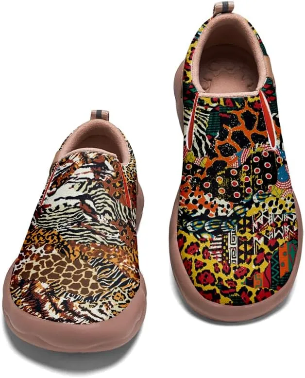 Men's Casual Slip-on Loafers Art Painted Lightweight Comfortable Sneakers Walking Travel Shoes Patchwork Floral Plants Pattern