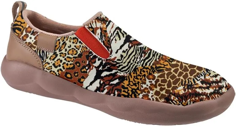 Men's Casual Slip-on Loafers Art Painted Lightweight Comfortable Sneakers Walking Travel Shoes Patchwork Floral Plants Pattern