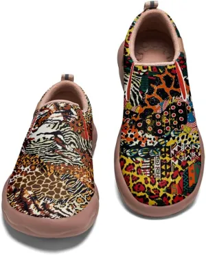 Men's Casual Slip-on Loafers Art Painted Lightweight Comfortable Sneakers Walking Travel Shoes Patchwork Floral Plants Pattern