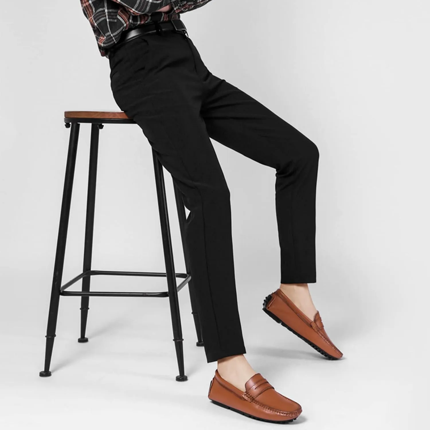 Men's Flat Penny Loafer Leather Slip on Dress Driving Moccasins Casual Shoes