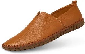 Men's Genuine Leather Loafer Shoes Slip On Soft Walking Driving Shoes