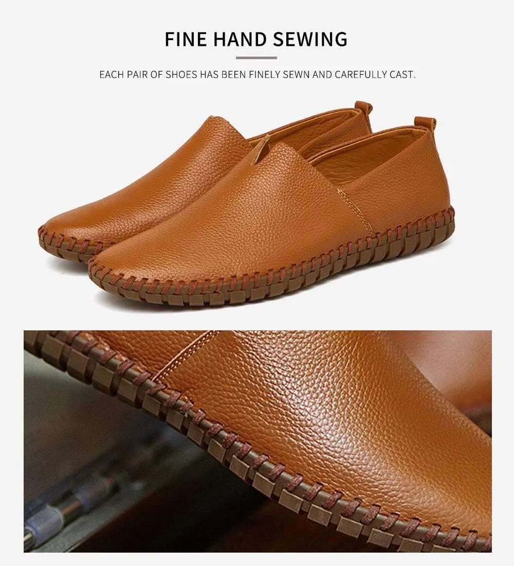 Men's Genuine Leather Loafer Shoes Slip On Soft Walking Driving Shoes