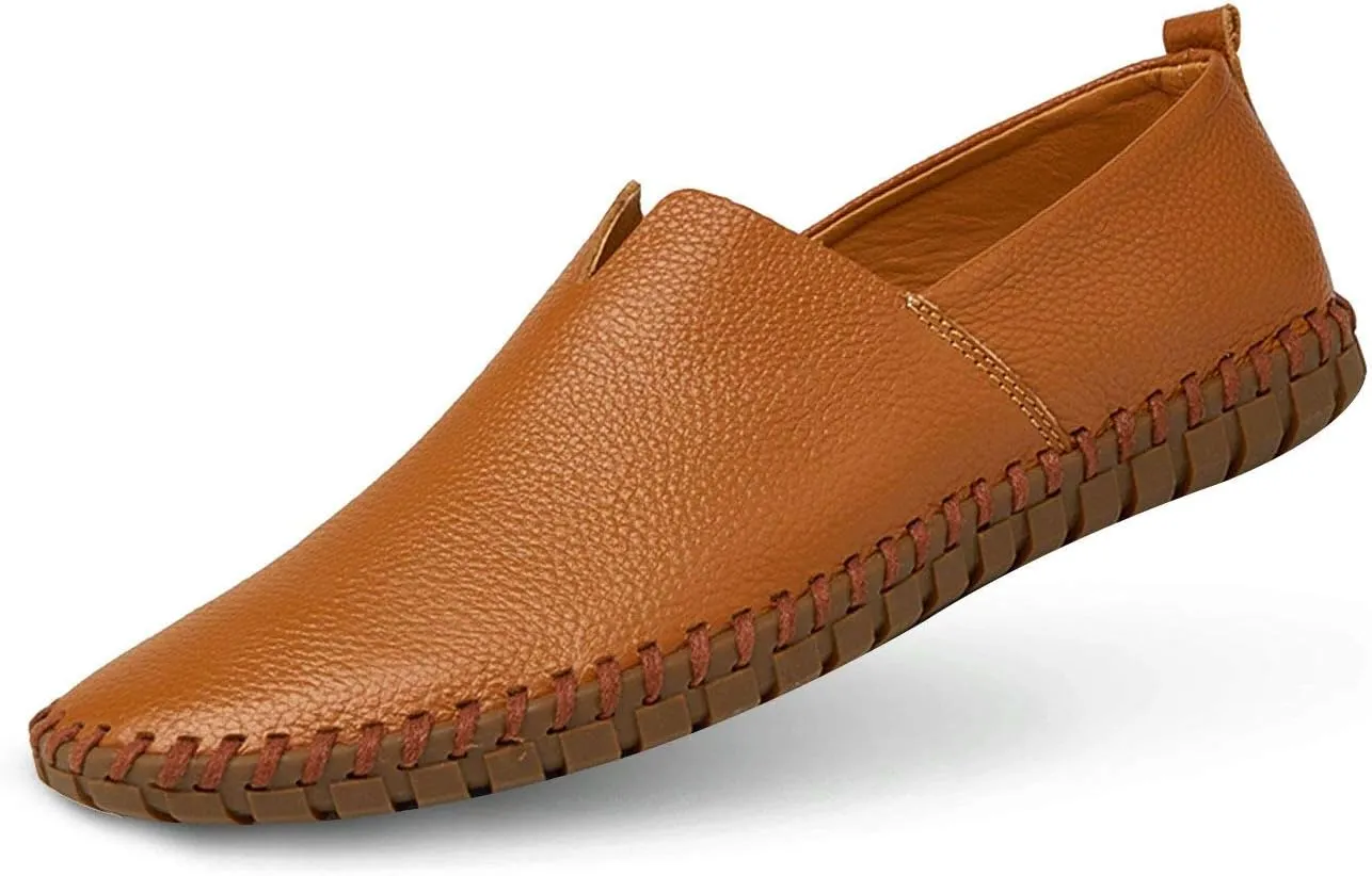 Men's Genuine Leather Loafer Shoes Slip On Soft Walking Driving Shoes