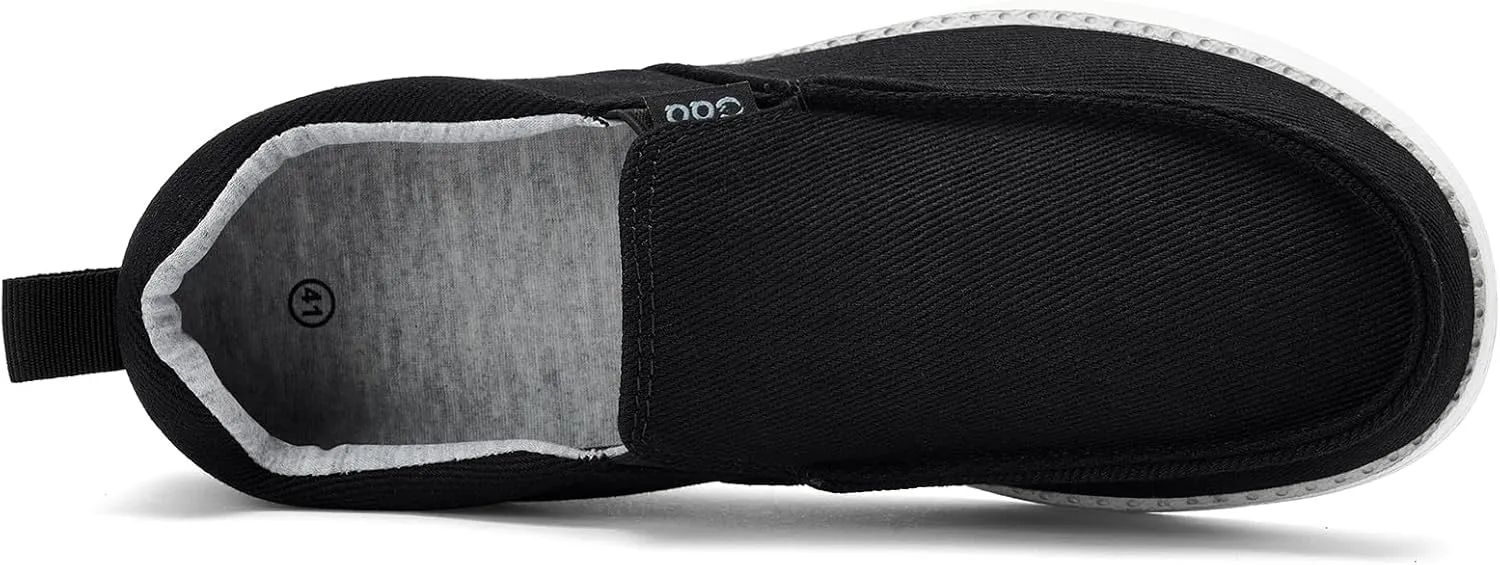 Mens Hands Free Slip-on Loafers Shoes Wide Width Casual Canvas Loafers Shoes Mens Boat Shoes Lightweight Non-Slip Walking Shoes Soft Sneakers