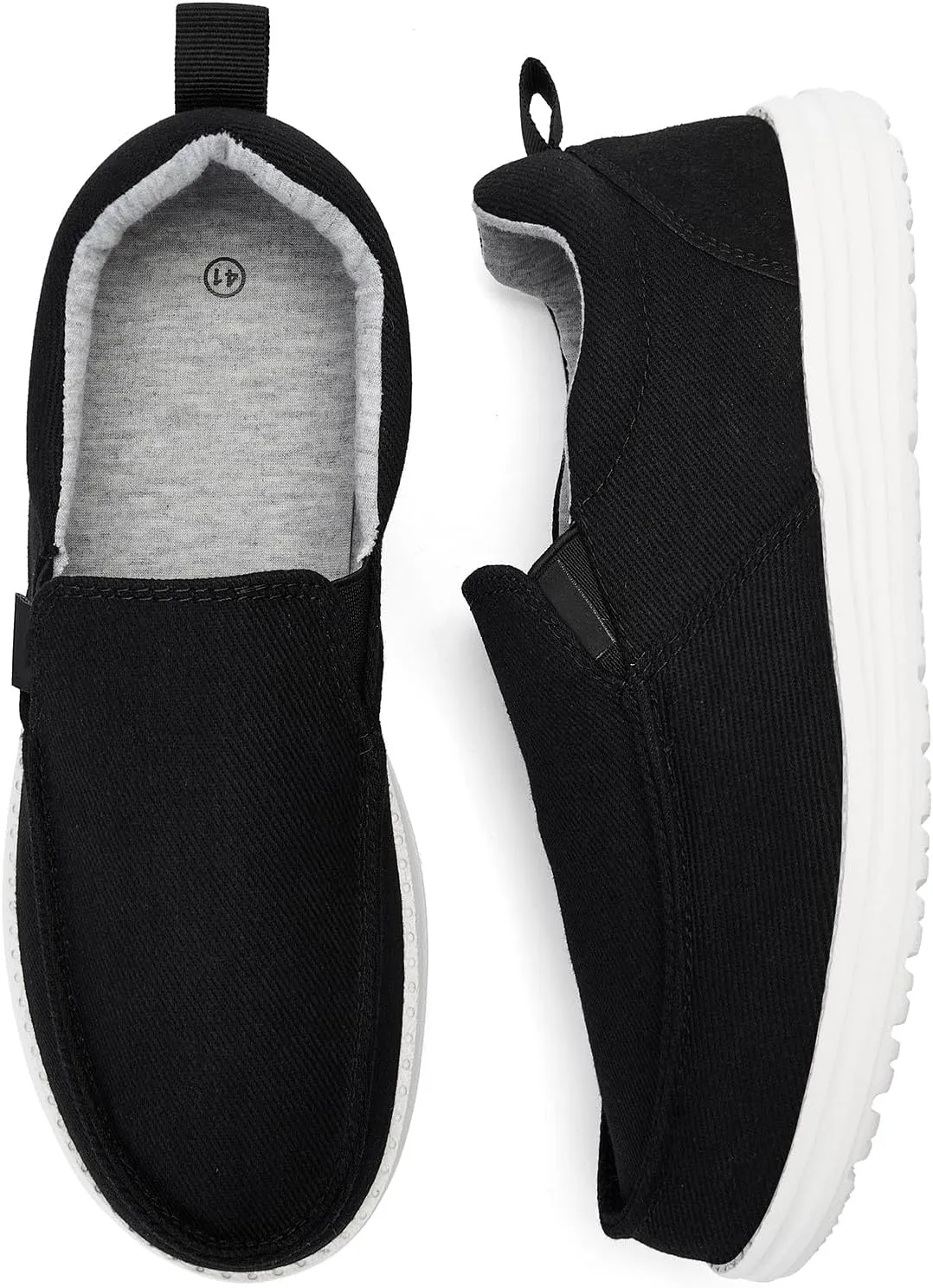 Mens Hands Free Slip-on Loafers Shoes Wide Width Casual Canvas Loafers Shoes Mens Boat Shoes Lightweight Non-Slip Walking Shoes Soft Sneakers