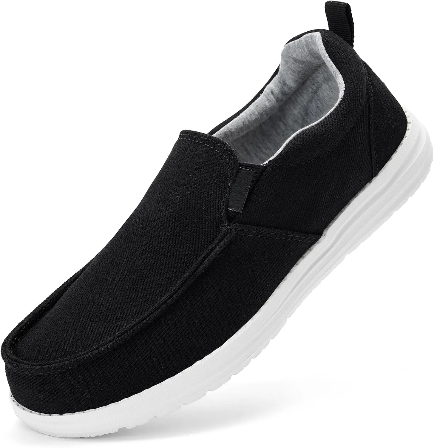 Mens Hands Free Slip-on Loafers Shoes Wide Width Casual Canvas Loafers Shoes Mens Boat Shoes Lightweight Non-Slip Walking Shoes Soft Sneakers