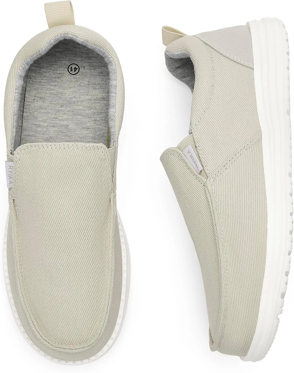 Mens Hands Free Slip-on Loafers Shoes Wide Width Casual Canvas Loafers Shoes Mens Boat Shoes Lightweight Non-Slip Walking Shoes Soft Sneakers