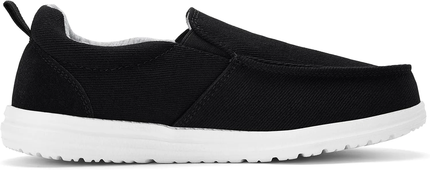 Mens Hands Free Slip-on Loafers Shoes Wide Width Casual Canvas Loafers Shoes Mens Boat Shoes Lightweight Non-Slip Walking Shoes Soft Sneakers