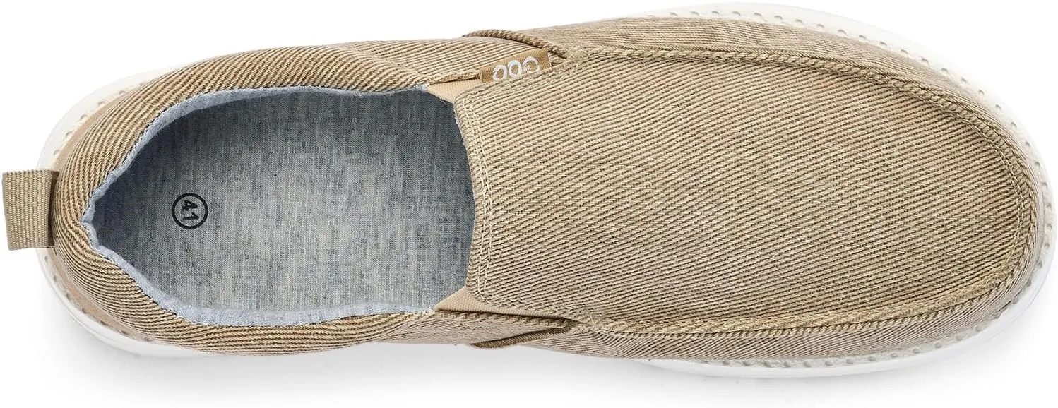 Mens Hands Free Slip-on Loafers Shoes Wide Width Casual Canvas Loafers Shoes Mens Boat Shoes Lightweight Non-Slip Walking Shoes Soft Sneakers